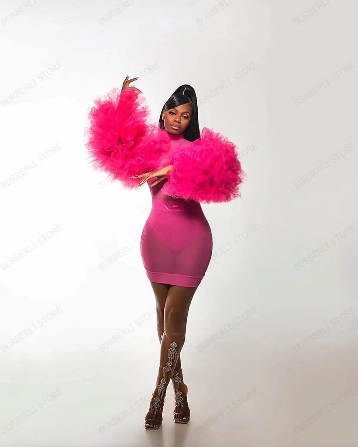 Sexy Sheer Tulle Dresses Short Knee Length See