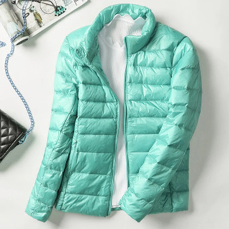

Short Slim Down Coats Women Autumn Winter Casual Solid Plus Size Light Down Jackets Women Fashion Elegant Stand Collar Outerwear