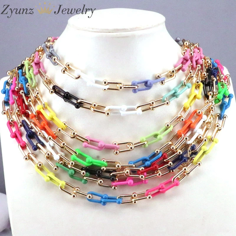 

5PCS, New arrivel Neon fashion enamel rainbow colorful charm link chain for women necklace jewelry
