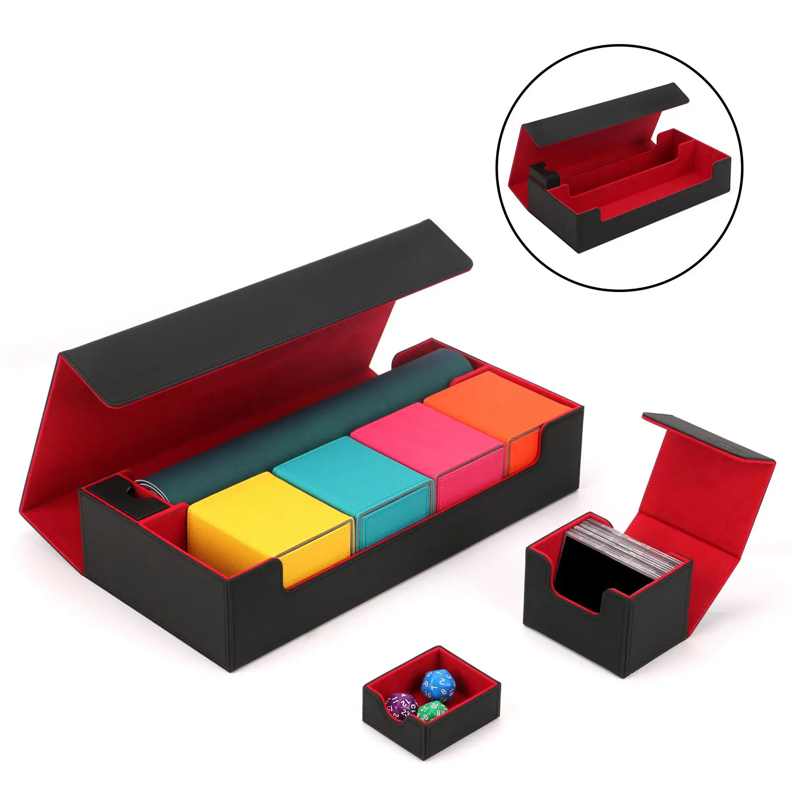 

Card Deck Box TCG OCG Card Storage Box PU Leather Case Durable Sturdy for Commander and MTG Card Carrying Case Holds 550 Cards