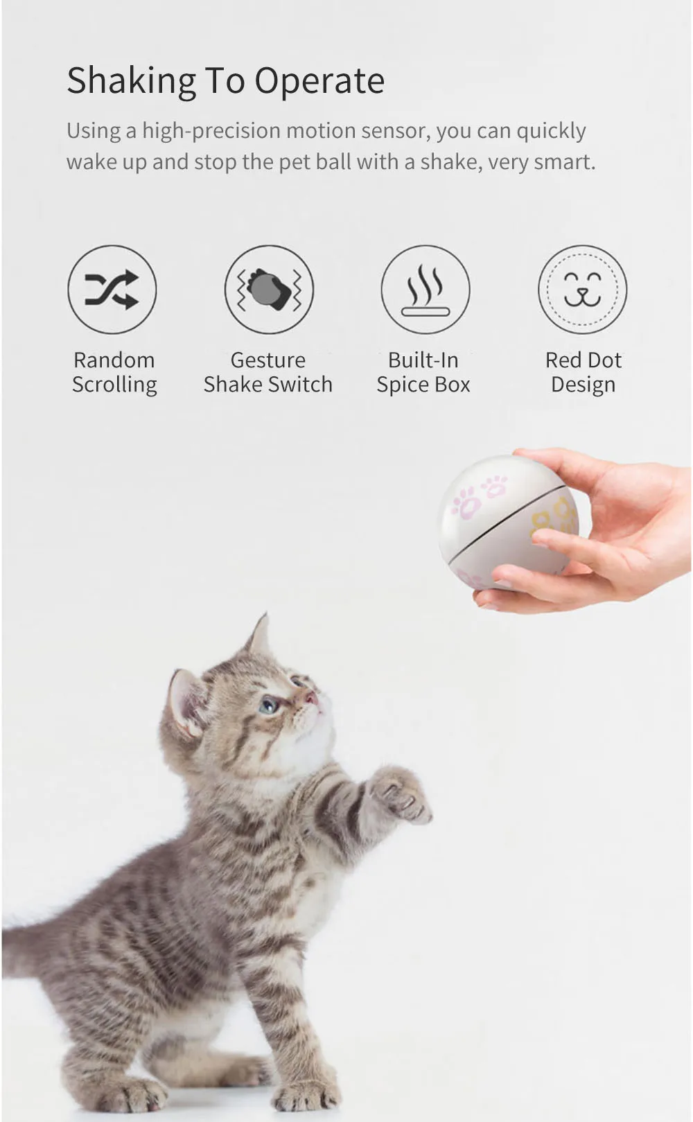 Newest Xiaomi Petoneer Pet smart companion ball Cat Toy Built-in catnip box Irregular scrolling funny cat artifact Smart pet toy (1)