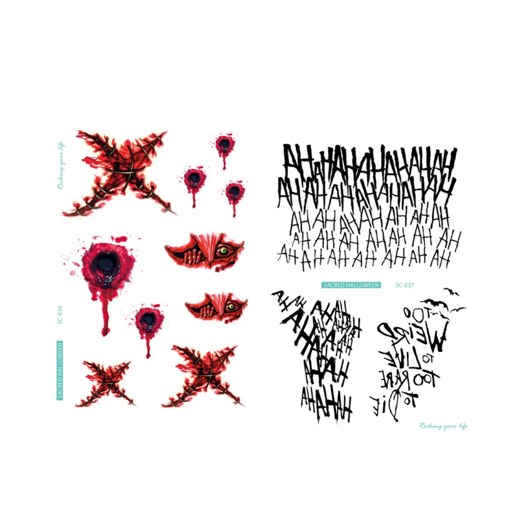 5PCS Halloween Props Wound Blood Temporary Tattoos Children Fake Body Art Tattoo Sticker Women Hand Skin Tatoo