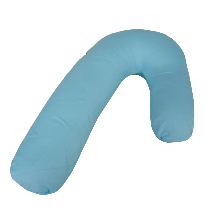 V-образная Подушка для беременных, поддерживающая талию, хлопок, для женщин, для сна, для тела, для шеи, Подушка для беременных женщин, для беременных, для кормления - Цвет: lake blue-A