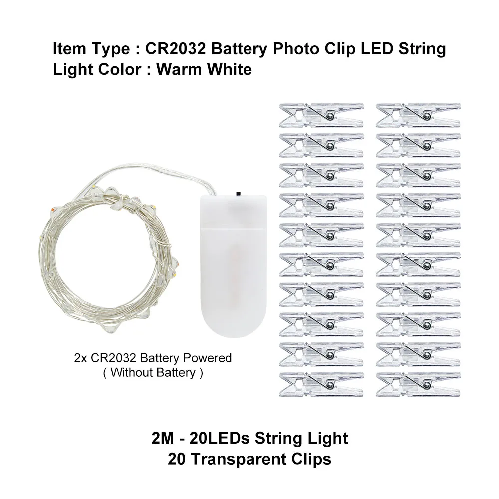 20leds 20clips 1 м 2 м 5 м 10 м фото клип светодиодный гирлянда Рождественские фонари USB/батарея для гирлянды для вечеринки свадьбы Рождества Рождественские украшения - Испускаемый цвет: 20leds 20clips