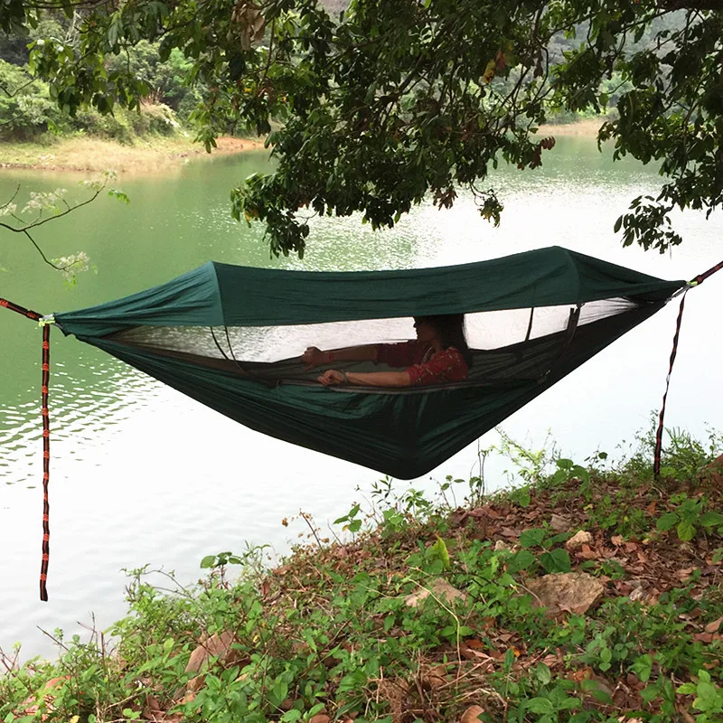Outdoor Camping Hammock with Quick pop up mosquito nets and Sunshade