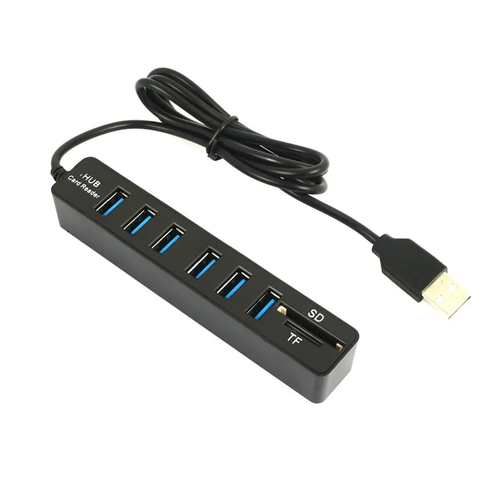 White 6 Ports Мини-usb-концентратор 3,0 Мульти USB 3,0 usb-хаб 3 порта концентратор с TF SD кардридер 6 портов 2,0 Hab адаптер для ПК Аксессуары - Цвет: White 6 Ports