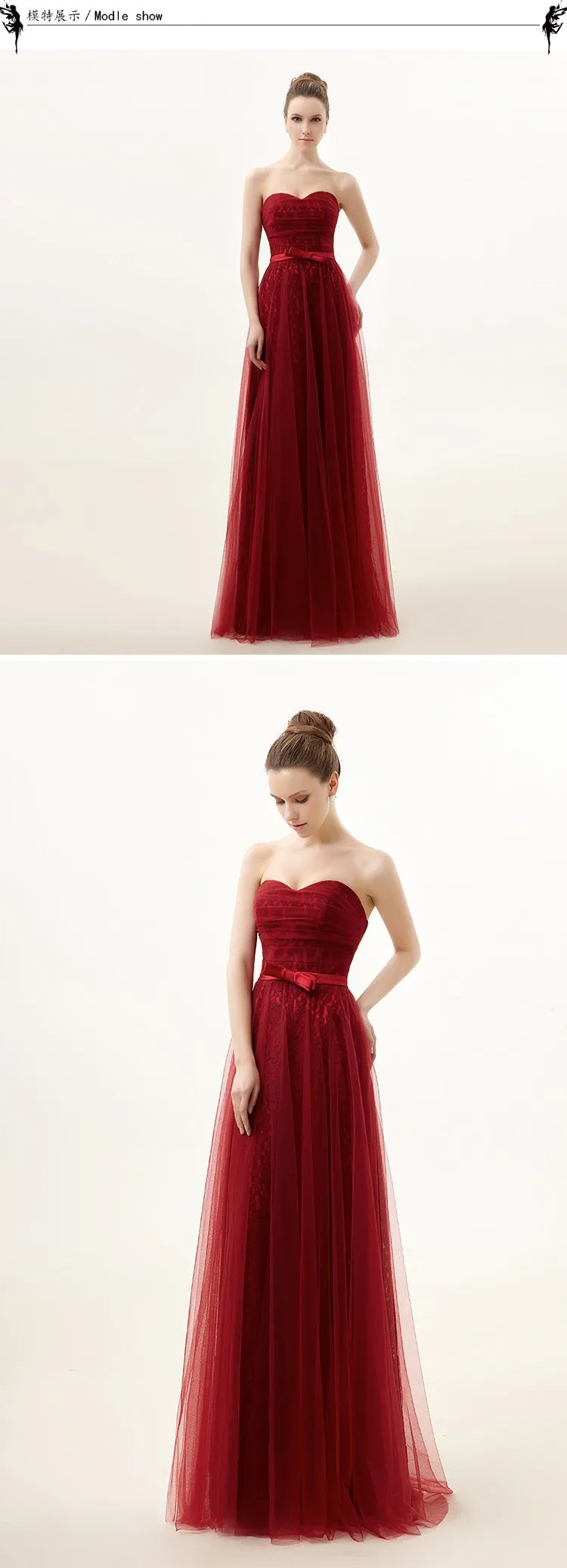 Vestidos, новинка,, сексуальные красные длинные кружевные платья в официальном стиле, вечерние платья для выпускного вечера с бантом и поясом, тюлевые платья трапециевидной формы для подружек невесты