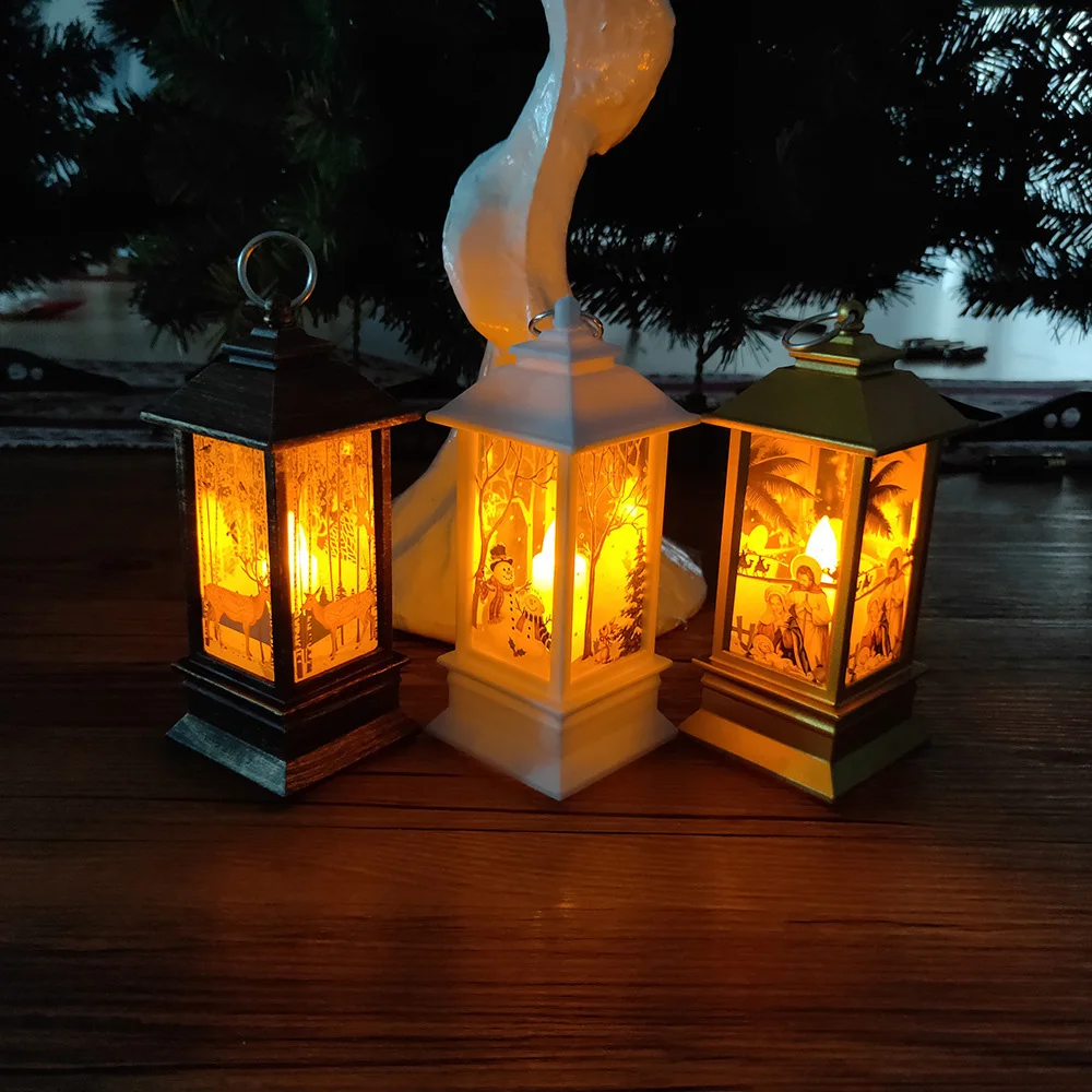 

Christmas Party Lantern Decor Hanging Light Candle Light Beautiful Creative Home Decoration Santa Claus Street Lamp Transparent