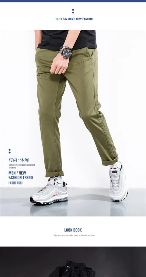 Spring And Autumn Casual Fashion Men's Trousers Pure Cotton Men Straight-Cut Elasticity Youth Pants Loose And Plus-sized Hundred