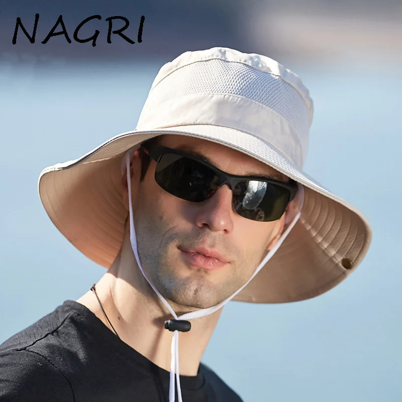 

Summer Bucket Hat Men Sun Protection Quick Drying Button Big Brim Sunshade Fisherman Hat Outdoor Climbing Tourism Fishing Cap