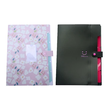 

2 Pcs Expanding File Folder Pockets Accordion Document Organizer, Pink & Black