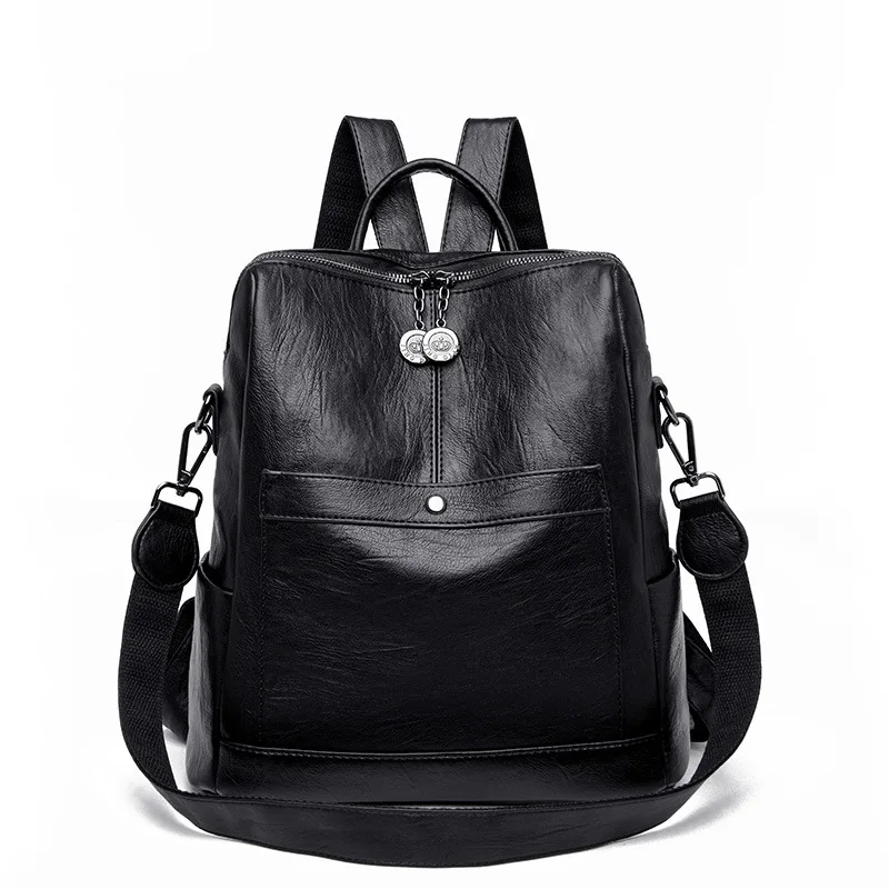 

Women's Bag Cross-border New European and American Trend Soft PU Leather Youth Travel Backpack Recreational