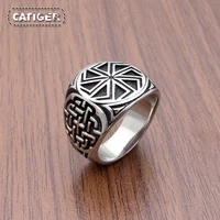 Punk 316L Stainless Steel Vikings Slavic Wheel Amulet Ring Scandinavian Runic Vikings Rings  Jewelry 1