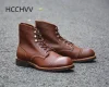 Retro Handmade mens Shoes Leather Work Outdoor Parachute Boots Motorcycle Travel Hiking Shoes Men's Brown ► Photo 2/5