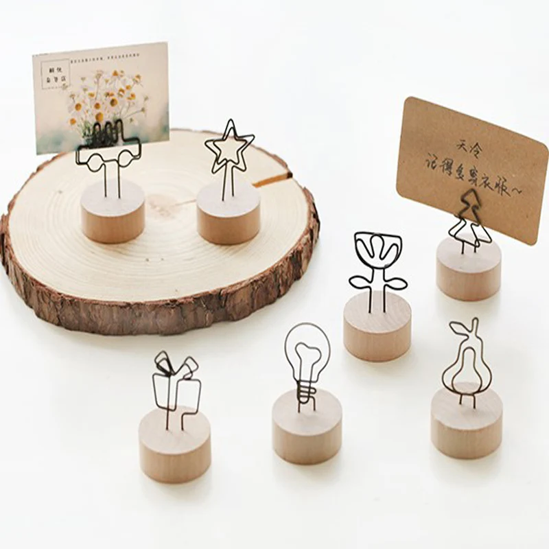 

Notes Articles Picture Frame Table Number Photo Holder Round Wooden Photo Clip Memo Name Card Pendant Holder Home Office Decor