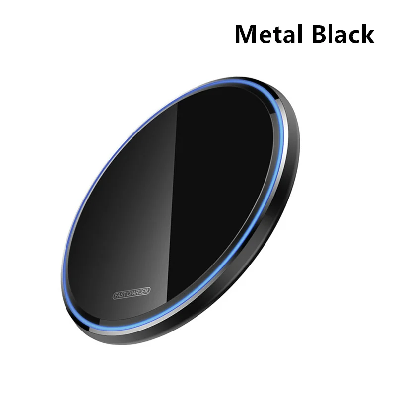Metal Black Беспроводное зарядное устройство для iPhone 11 XS XR X 8 samsung S10 S9 Xiaomi Mi 9 для huawei P30 Pro QI 10W Phone Chager Быстрая зарядка - Тип штекера: Metal Black