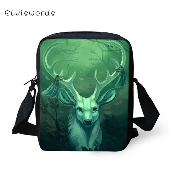 CDWX3908E ELVISWORDS модные женские сумки-мессенджеры Фэнтези Мун олень узор девушки крест тела сумка мультфильм животных девушки мини щитки кошелек - Цвет: CDWX3908E
