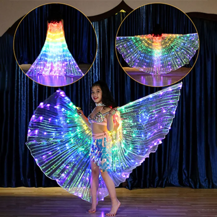 Детский светодиодный плащ для танцев, светящийся, крыло бабочки, танец живота, карнавальный наряд, BJStore