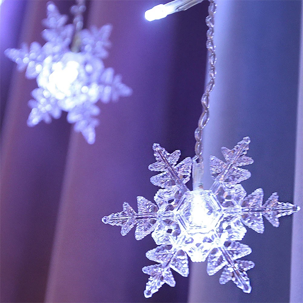 Светильник-гирлянда со снежинками, светильник для занавесок, Рождественский светильник, романтический прочный 96 светодиодов, 3,5 м, 8 режимов, праздничный ландшафтный светильник, садовый светильник