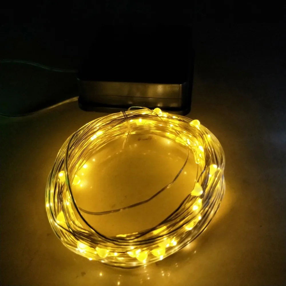 Вечерние свадебные украшения 1 м 10LED кнопки ячейка питание серебристо-медный провод мини сказочные гирлянды Рождественские поставки дропшиппинг