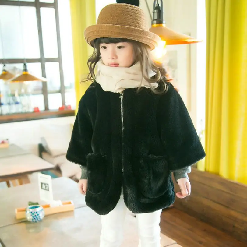 Winter Children Faux Fur Coat Imitation Fur Jacket Girls Thicker Warm long sleeve Baby Overcoat Modis kids clothes jacket Y2188