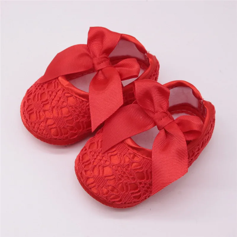 Детская обувь; мягкая обувь для маленьких девочек; мягкая удобная Нескользящая модная обувь с бантом; обувь для малышей; - Цвет: Красный