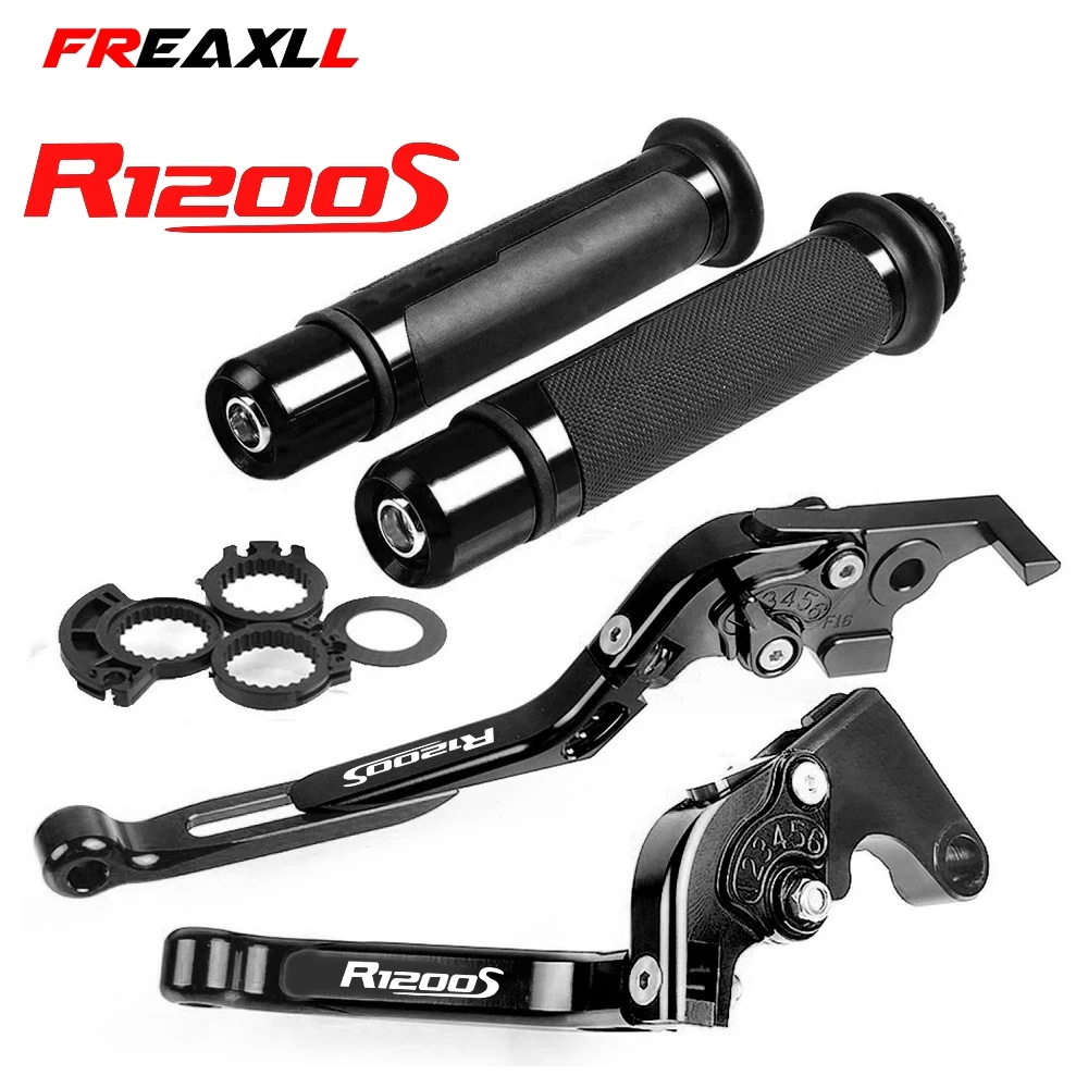 

For BMW R1200S R 1200 S 2006 2007 2008 Motorcycle Adjustable Folding Brake Clutch Levers Handlebar Hand Grips With R1200S logo