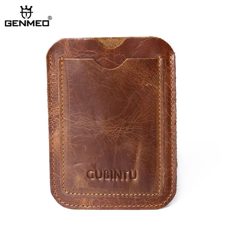 

GENMEO Genuine Leather Mini Wallets Female Clutch Dollars Bag Male Cowhide Coin Purse with Card Holders Standard Wallets Bolsa