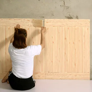 

3D Wallpaper Self Adhesive Woodr Grain Wall Sticker Soft Package Kindergarten Walls Decoration Waterproof Foam Wall Sticker