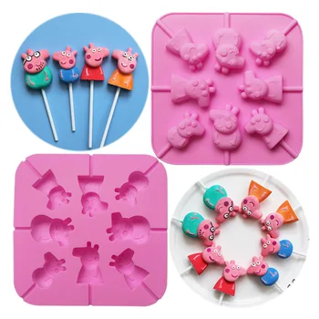 

Peppa Pig Lollipop Sticks Pig Candy Chocolate Silicone Mold Silikon Form Cake Decorating Tools Pastry Sugar Craft