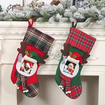 

Xmas Christmas Stocking Pendant Ornament New Year 2021 Christmas Decoration for Home Noel Apple Dragee Candy Gift Bag Present