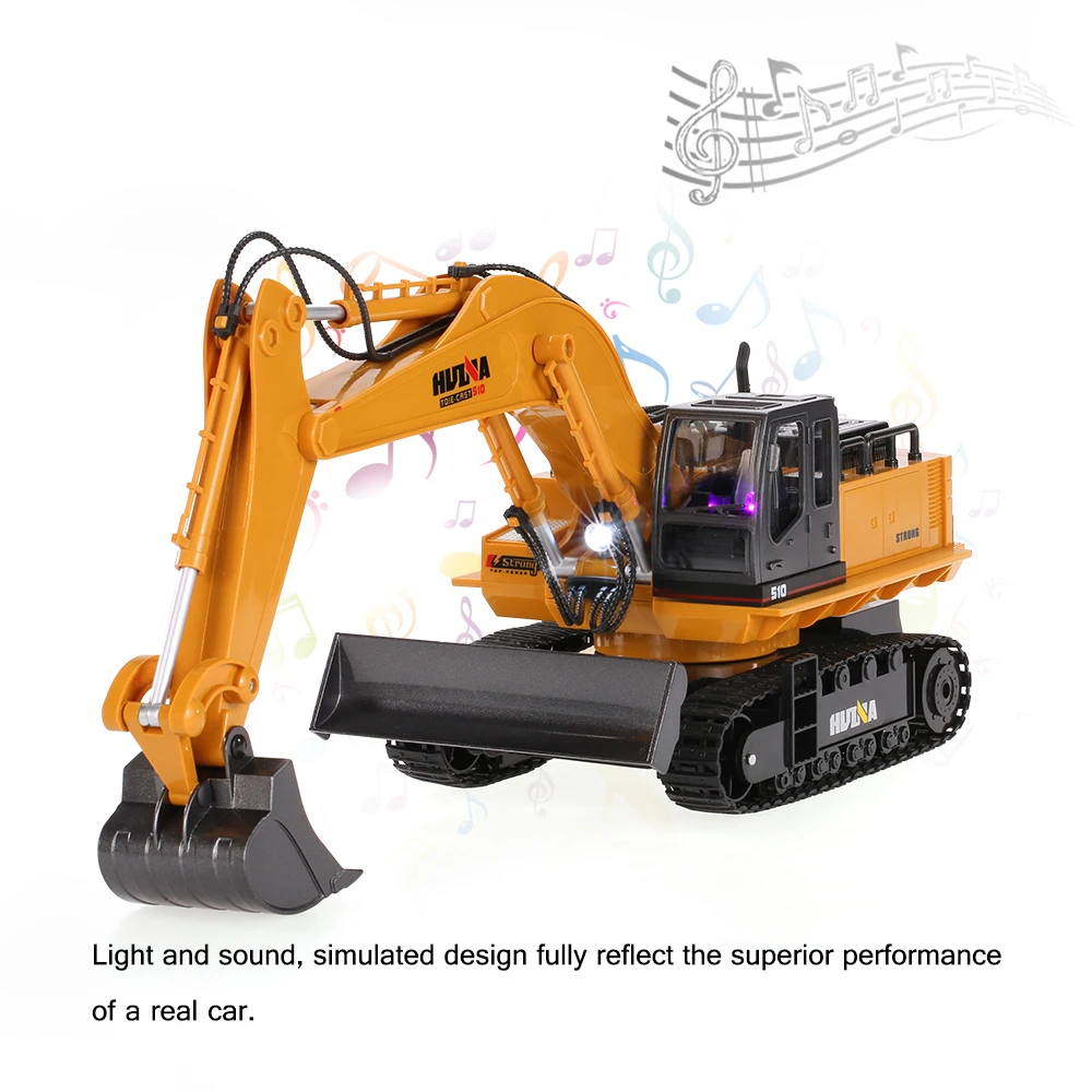 2.4GHz 11CH Alloy Engineering Truck Electronic Metal Excavator Heavy Machinery RC Toys Car Truck HuiNa 1510
