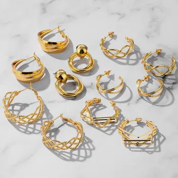 

IPARAM 2020 Vintage Punk Gold Alloy Drop Earrings Fashion Metal Alloy Geometric Dangle Earrings Bohemia Jewelry Gifts