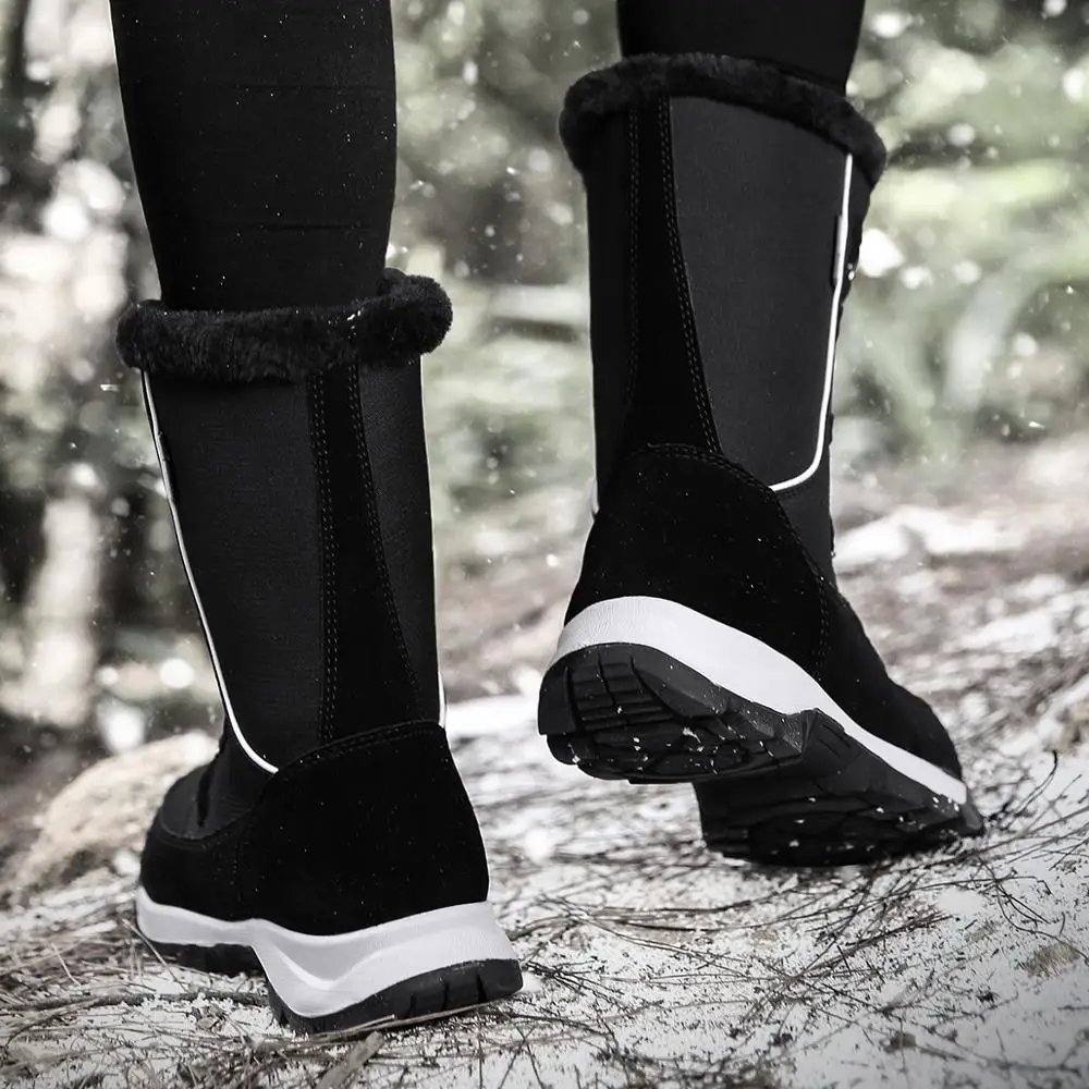 Comfortable Women's Winter Boots High Top Warm Outdoor Walking Sneakers Heat Increase Ladies Snow Shoes Plush Fur Insole Shoes