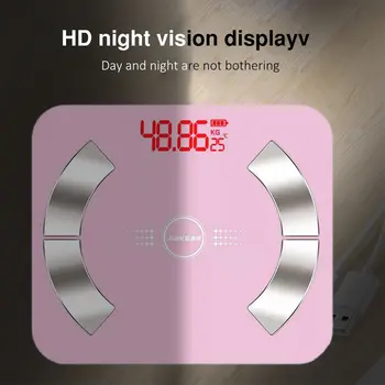 

Bluetooth Smart Electronic Scale Multi-Functional Body Fat Measurement Tempered Glass Health Scale Weighting Tool Pink black