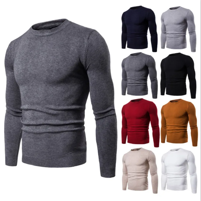 

Mens Casual Slim Fit Pullover Sweaters Knitted Long Sleeve Basic Designed