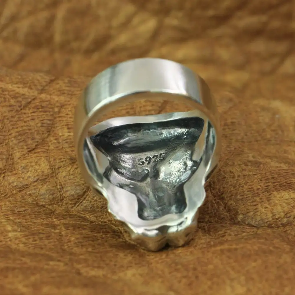 925 Sterling Silver Pirate Skull Ring Mens Biker Rock Punk Ring TA174