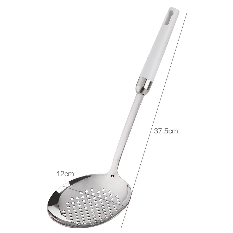Colander spoon Нержавеющая сталь шпатель дуршлаг большая ложка кухонная утварь Бытовая пластиковая длинная ручка кухонная лопатка YHJ113001 - Цвет: Colander spoon