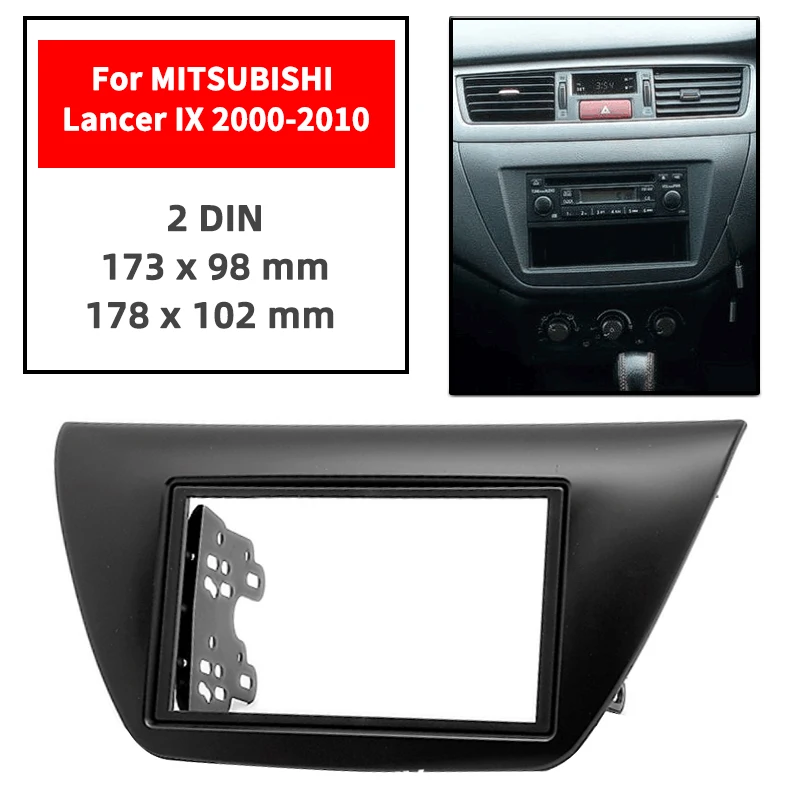 

Double Din Radio Fascia for MITSUBISHI Lancer IX 2000-2010 Panel Dash Mount Installation Trim Kit Face Black Frame GPS