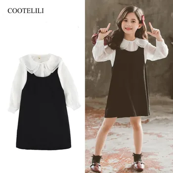 

COOTELILI 2pcs Kids Girl Dress Sets For Children Spring Top Girls Blouse + Dresses Sets Children Kids Party Princess Dress Black