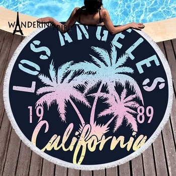 

Summer Tropical Printed Beach Towel Landscape Tassel Round Microfiber Bath Towel Absorbent Picnic Towels De Plage Toalla Playa