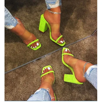 

PVC transparent slippers for women high heel open toe slippers summer flip flops low heel sandals ladies slides Drop Shipping