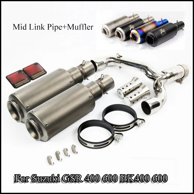 

GSR400 600 BK400 600 Motorcycle Exhuast Full System Pipe Exhaust Mufflers Middle Connect Link Pipe Right Left For Suzuki Slip On