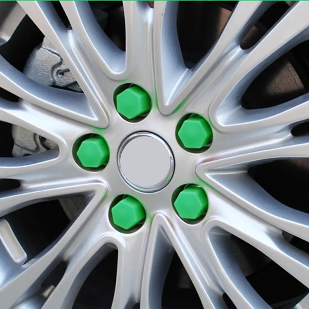 Зеленый 20 шт. 19 мм силиконовые полые шестиугольные колеса Ступицы винт крышка автомобиля Стайлинг украшения защиты