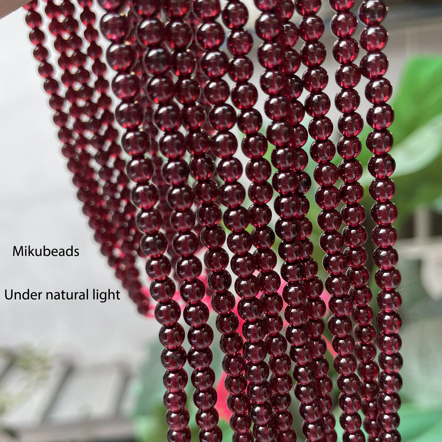 Wholesal Natural 4mm AAA Brazil Red Garnet Smooth Round Loose Beads For Making Jewelry DIY Stone Necklace Strand 15" Mikubeads 3