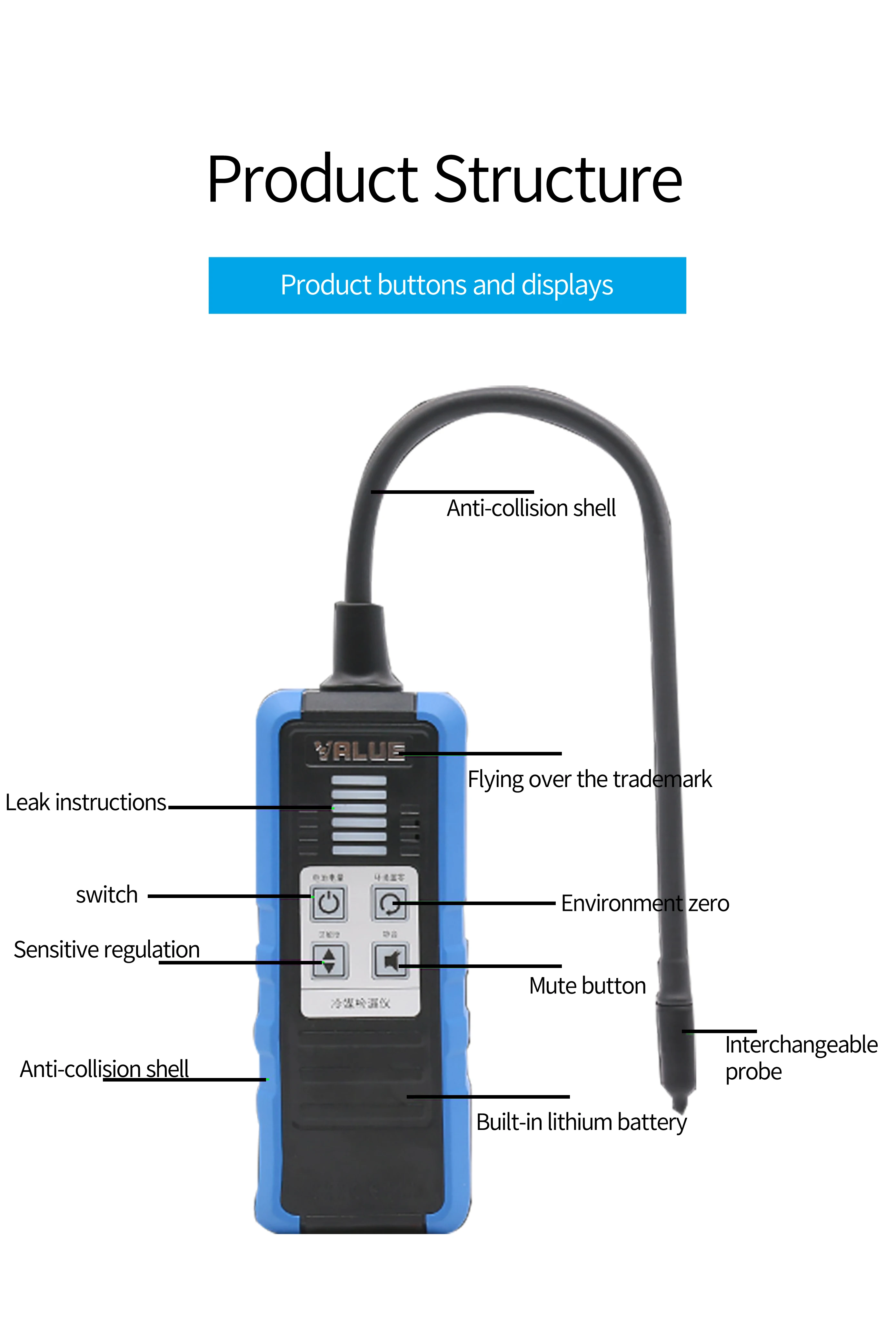 VALUE - Détecteur de fuite tous fluides frigorigènes R410 R32 compris Réf.  TF-VML-1