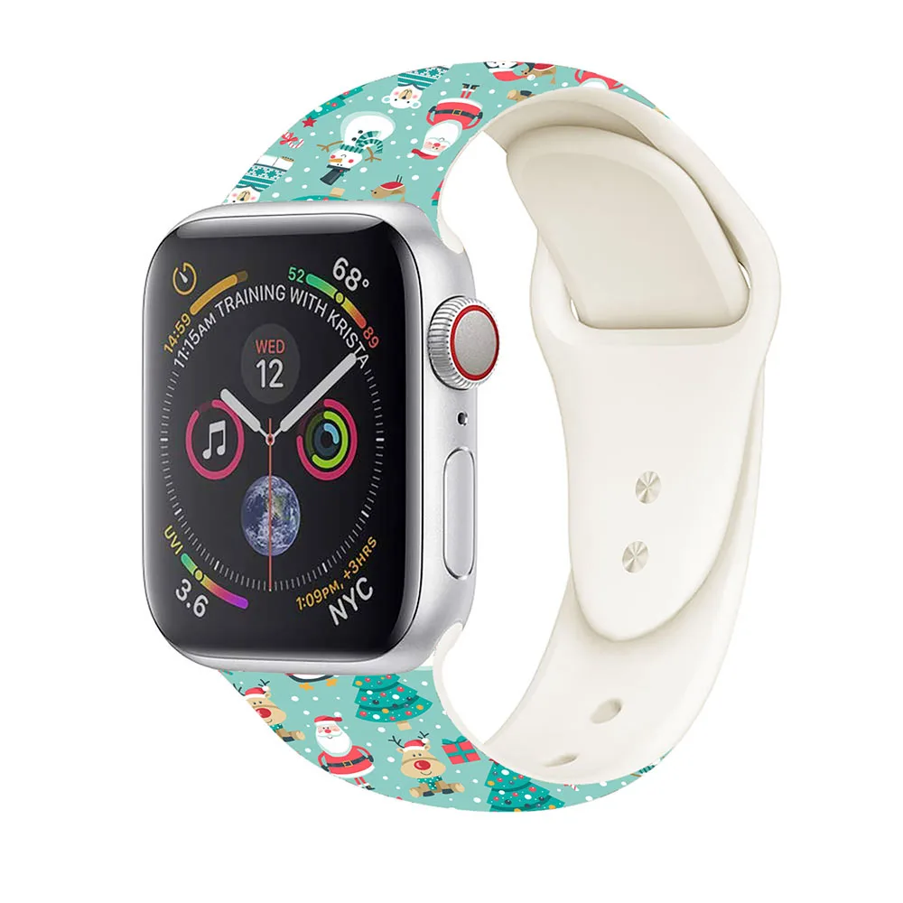 Силиконовый ремешок для часов apple watch 5 4 3 2 44 мм 40 мм iwatch 38 мм 42 мм Рождественский браслет аксессуары для часов apple