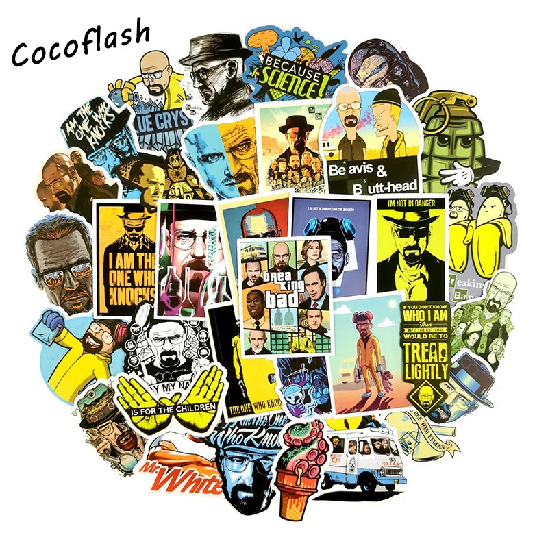 50Pcs American TV SHOW Breaking Bad Stickers For Skateboard Surfboard Decoration Laptop iPad Suitcases Luggage Bicycle Sticker