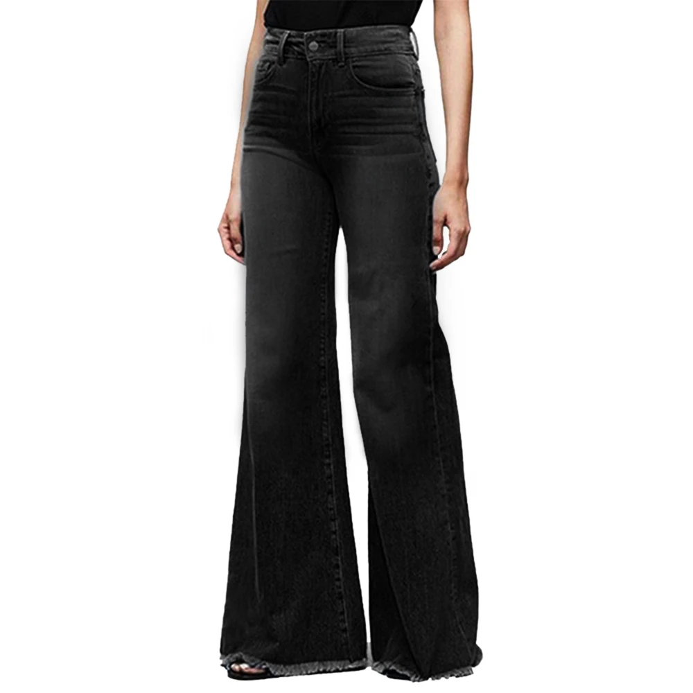 Puimentiua, женские джинсовые штаны с высокой талией и широкими штанинами, Стрейчевые узкие штаны, длинные джинсы, узкие штаны с карманами на пуговицах, женские джинсы, большие размеры