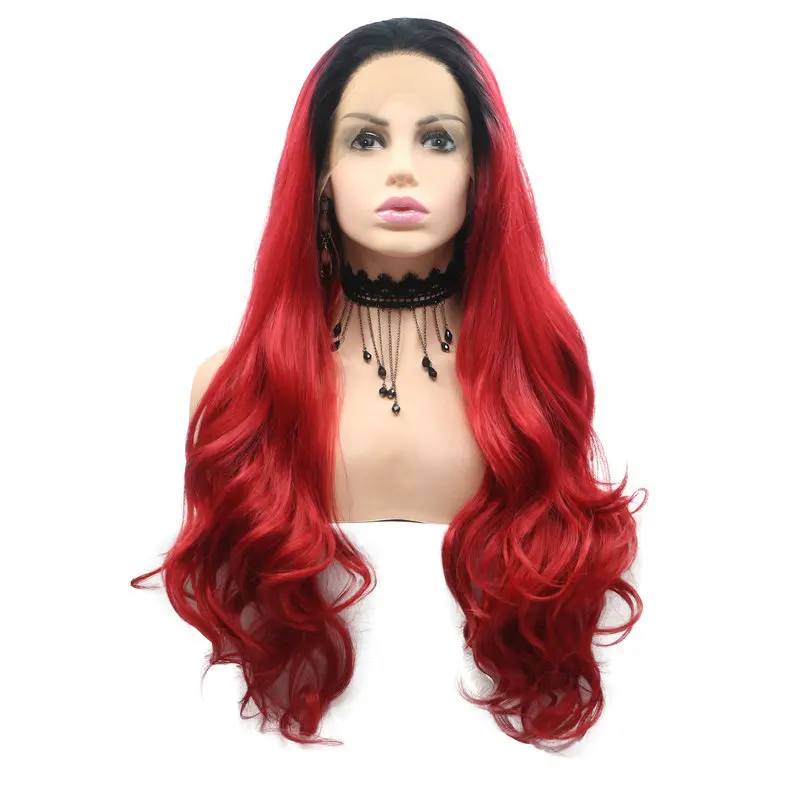 melody-synthetic-lace-front-wig-heat-resistant-black-roots-ombre-red-long-body-wave-for-women-natural-looking-daily-wear-cosplay